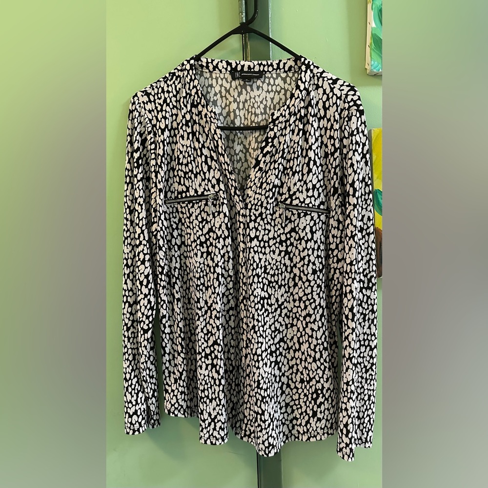INC International Concepts Monochrome Animal Print Blouse